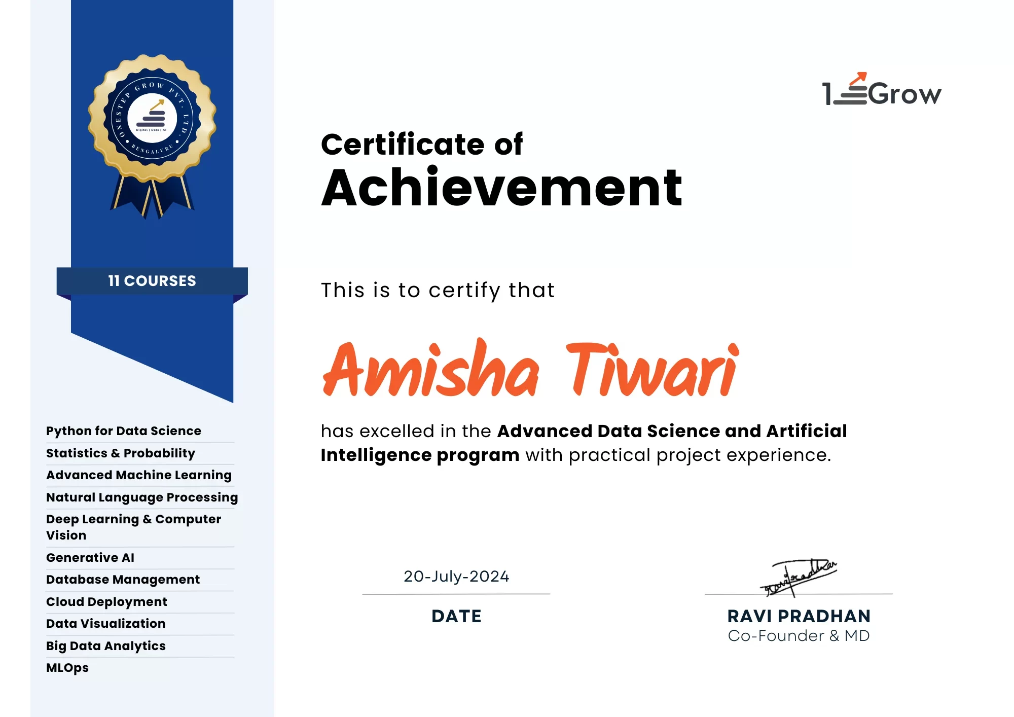 Advanced Data Science and AI program